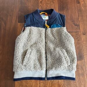 Genuine Kid Oshkosh Boys 3T Zip Up Vest Sherpa Plaid Outdoors Warm Blue Brown